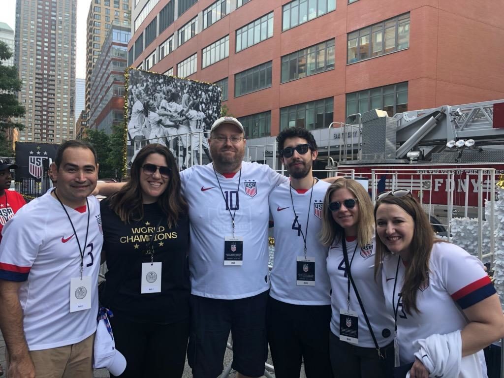 Stone Ward Chicago team in NYC with the USWNT during their congratulatory parade