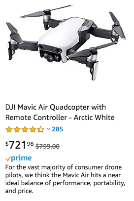 Drone listing on amazon