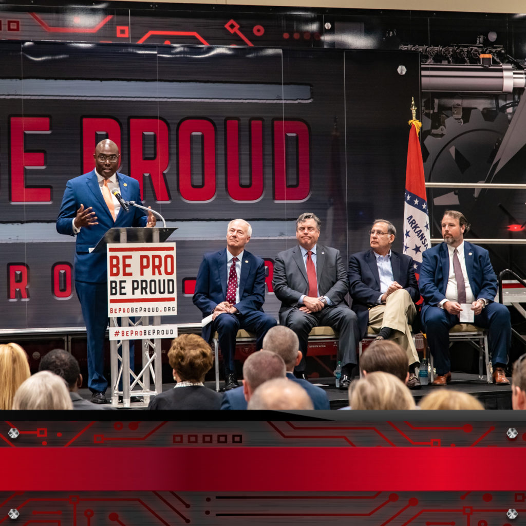 man speaking at Be Pro Be Proud launch in Little Rock, Arkansas